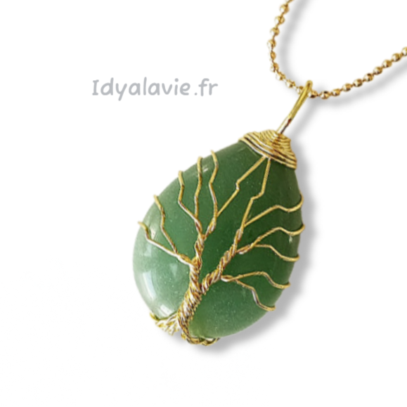 Pendentif Goutte Aventurine arbre de vie