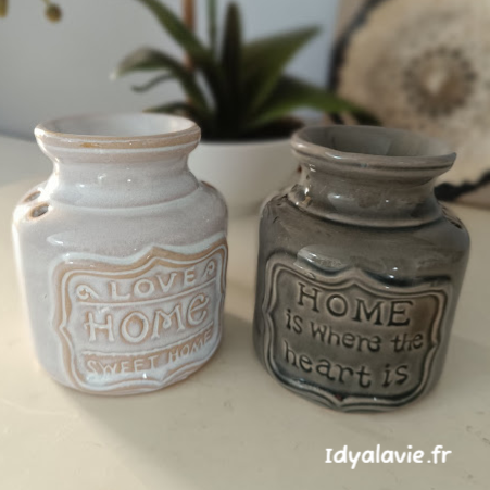 Brûleur céramique à cires ou huiles parfumées gris