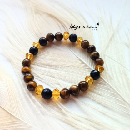 Bracelet Enfant Œil de tigre et verre de Bohème