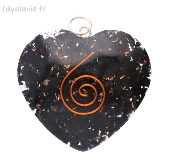 Orgonite pendentif cœur shungite