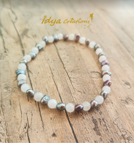 Bracelet Perle de nacre et Jade blanc