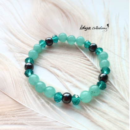 Bracelet Enfant Amazonite, Hématite et verre de Bohème