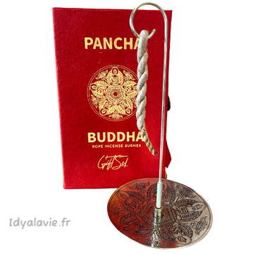 Coffret set Encens cordes et support Bouddha gravé
