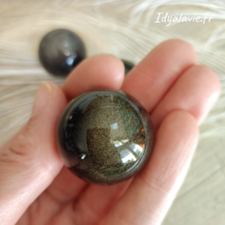 Sphère Obsidienne dorée 25-30 mm