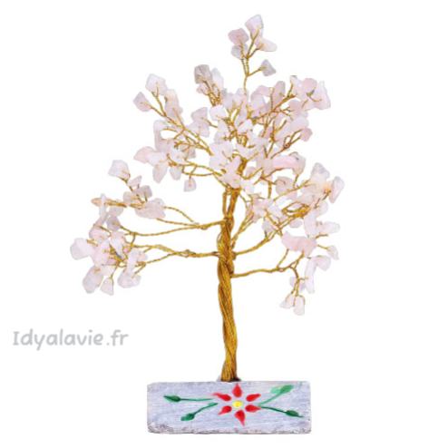 Arbre à gemme quartz rose 160 pierres