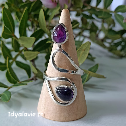 Bague double entrelacs argent Améthyste