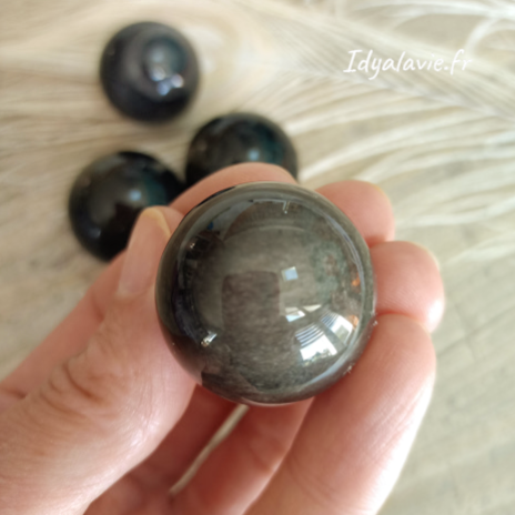 Sphère Obsidienne argentée 25-30 mm