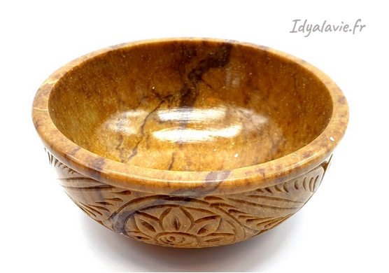 Bol traditionnel artisanal indien en pierre 13 cm