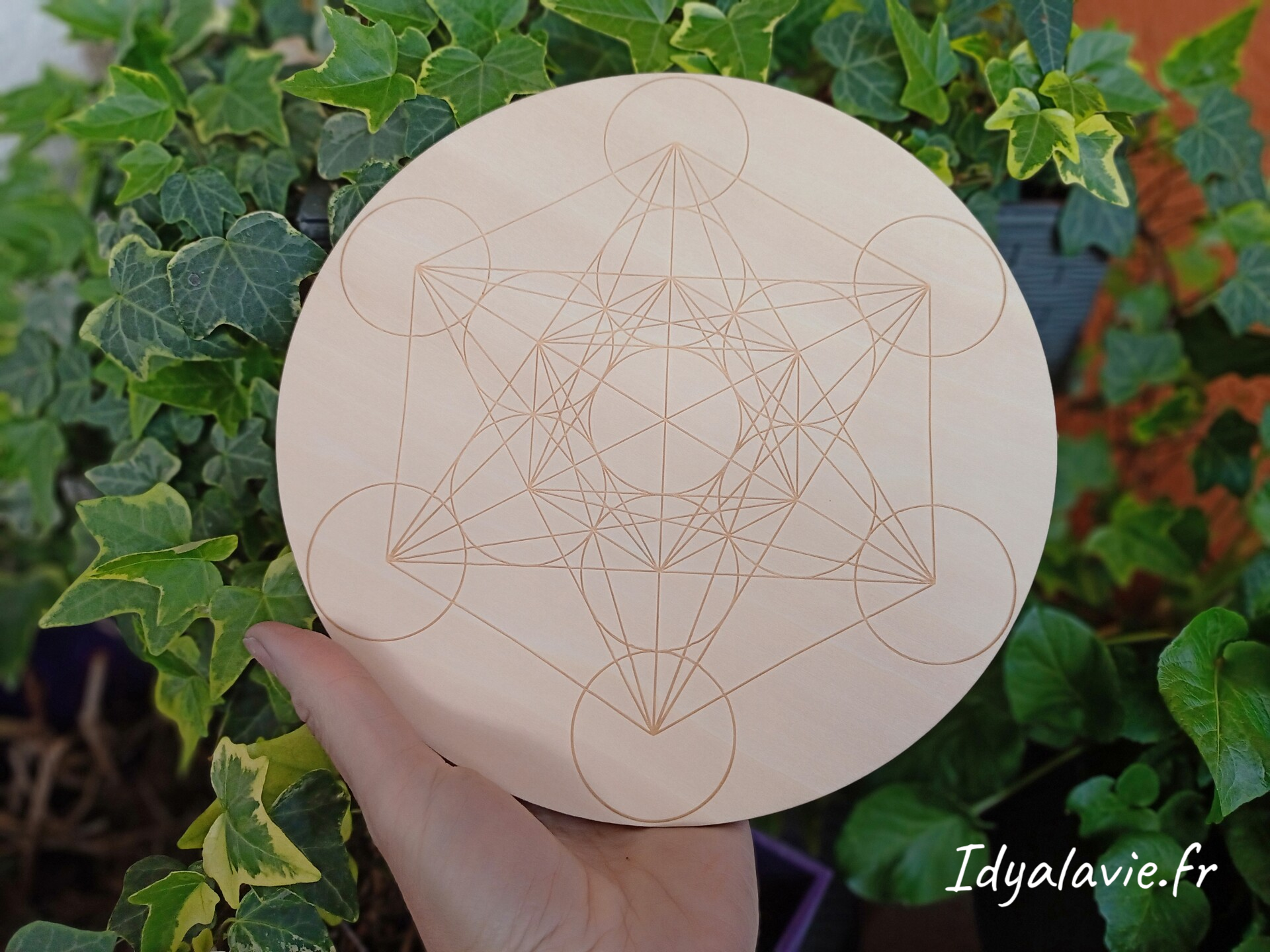 Plateau bois Cube de Métatron 20 cm