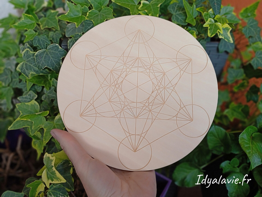 Plateau bois Cube de Métatron 20 cm