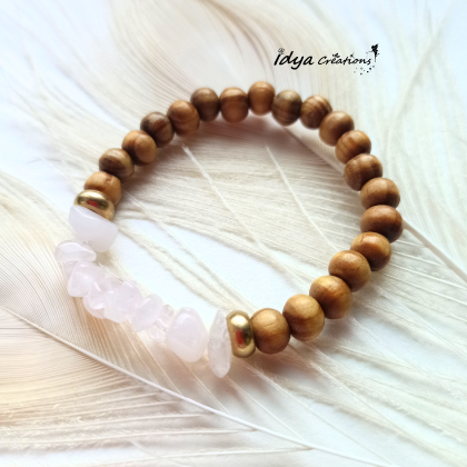 Bracelet Enfant Quartz rose et bois