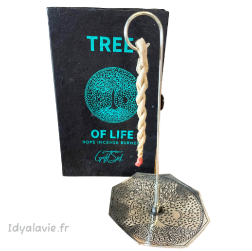 Coffret set Encens cordes et support Arbre de Vie gravé