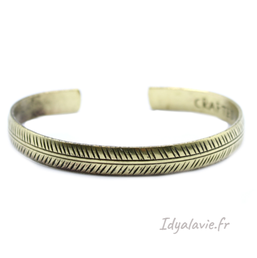 Bracelet en laiton Népalais feuillage fin