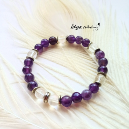Bracelet Enfant Améthyste et Cristal de roche