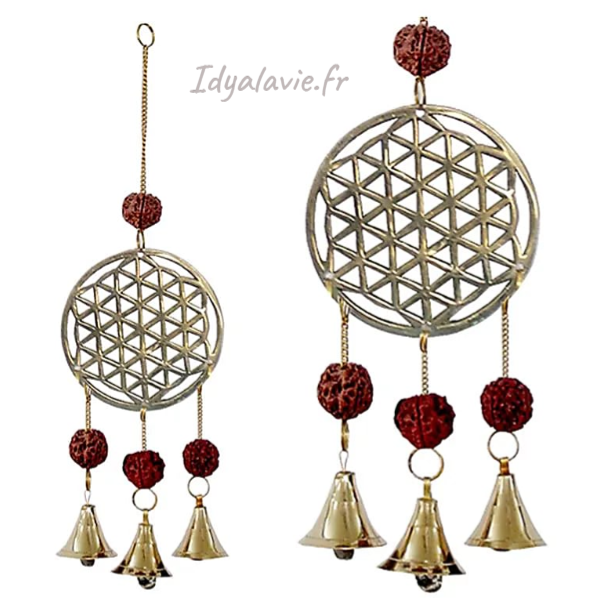 Carillon à vent Fleur de Vie avec rudraksha