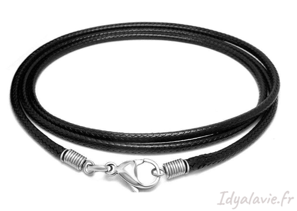 Cordon tressé fin noir 45 cm