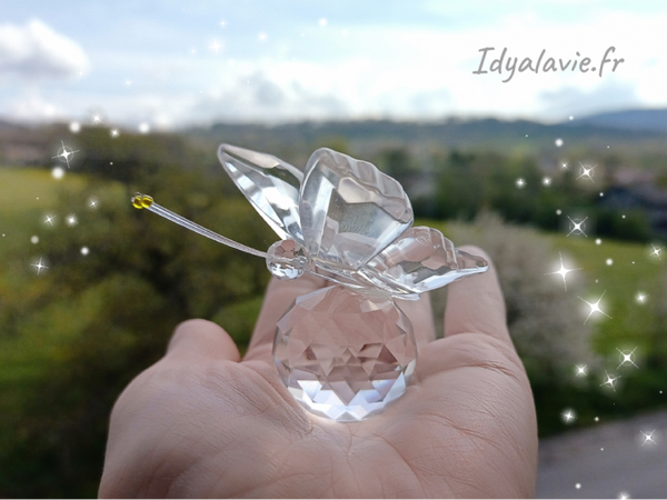 papillon en verre à poser neutre