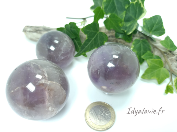 Sphère Améthyste claire chevron 38 mm