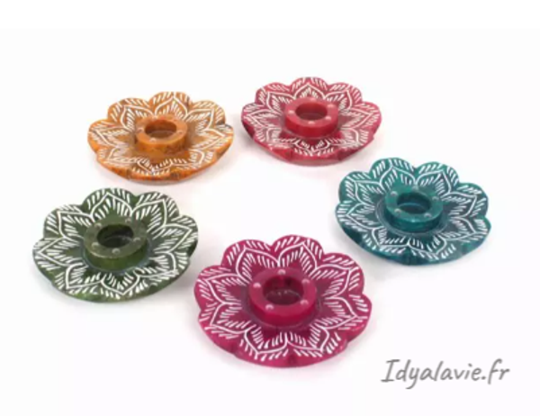 Porte-encens pierre Mandala Fleur