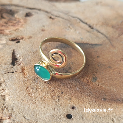 Bague enfant spirale onyx vert