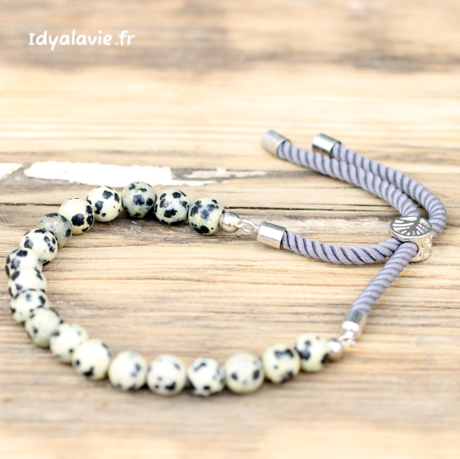 Bracelet coulissant Jaspe Dalmatien