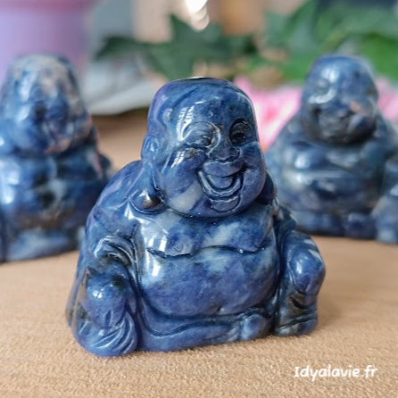 Figurine Bouddha rieur sodalite