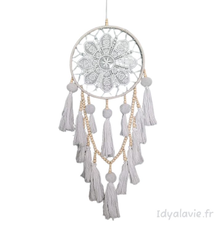 Attrape rêve Pompon blanc