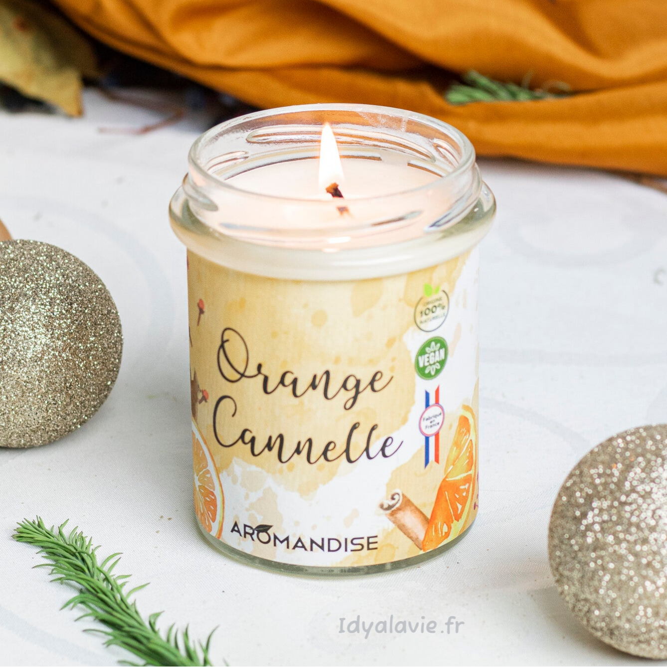 Bougie d'ambiance orange cannelle