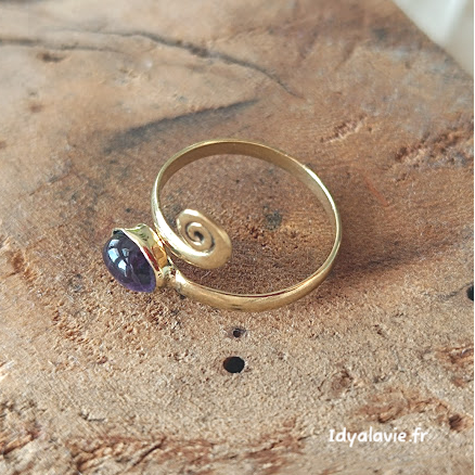 Bague enfant spirale améthyste