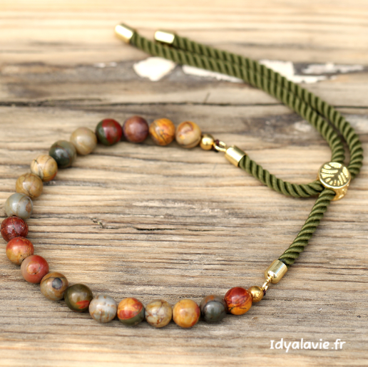 Bracelet coulissant Jaspe Picasso