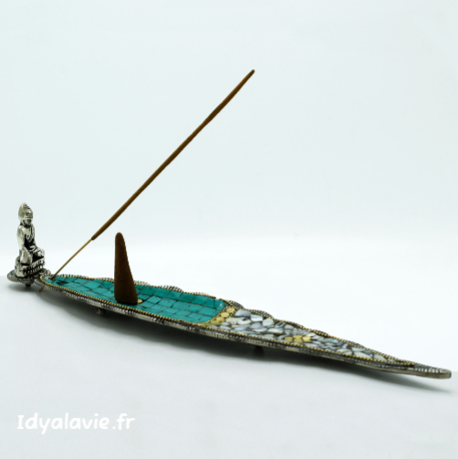 Porte-encens Tibétain Bouddha feuille