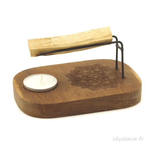 Brûleur en bois de teck Mandala