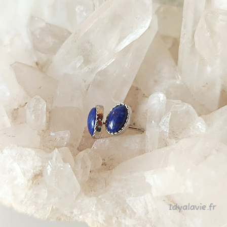 Boucles d'oreilles solitaires lapis lazuli ovales