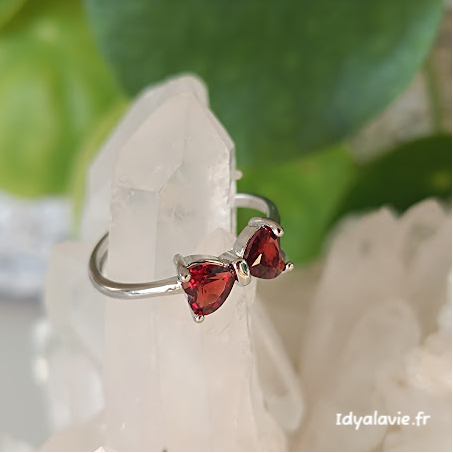 Bague Double cœurs Grenat rouge