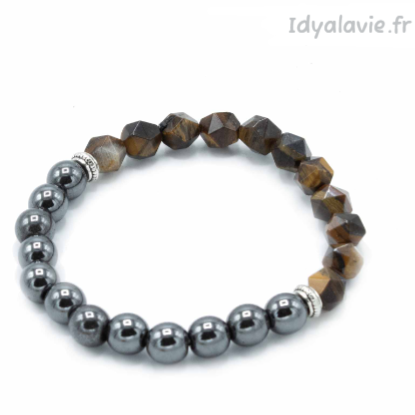 Bracelet Hématite et Oeil de tigre à facettes