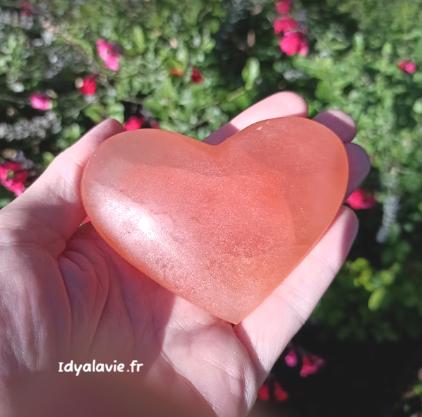 Sélénite orange cœur 7-8cm