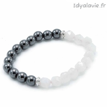 Bracelet Hématite et Quartz rose à facettes