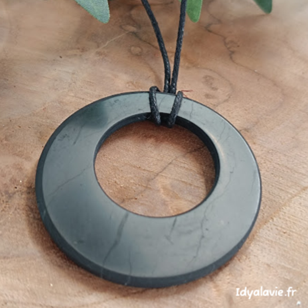 Pendentif cercle percé Shungite