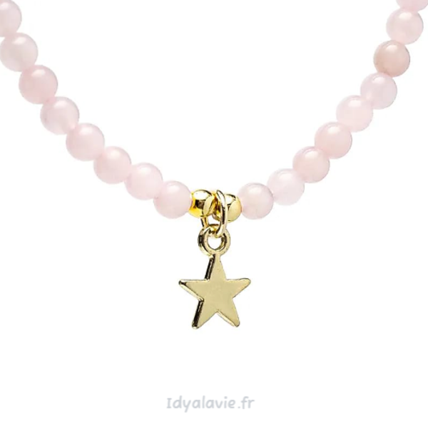 Collier ajustable Quartz rose avec pendentif étoile