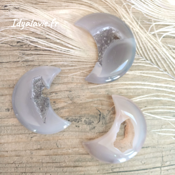 Agate grise Lune cristallisée