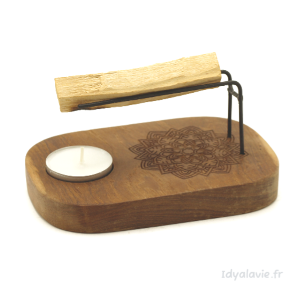 Brûleur en bois de teck Mandala