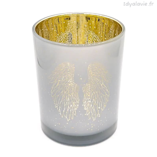 Photophore verre ailes d'ange