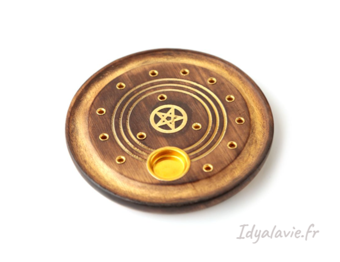 Porte-encens mixte bois Pentacle