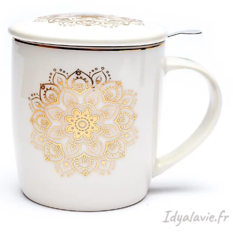 Tasse à infuseur Mandala doré