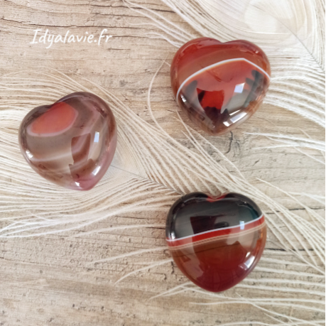 Cornaline zébrée cœur 4cm