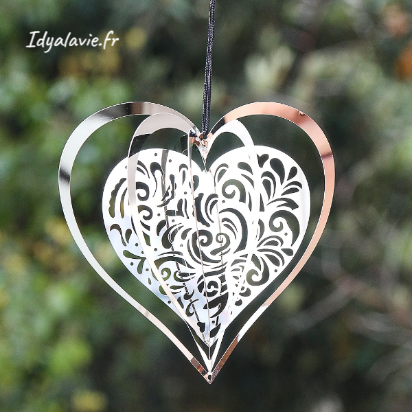 Mobile spinner Cœur métal 3D
