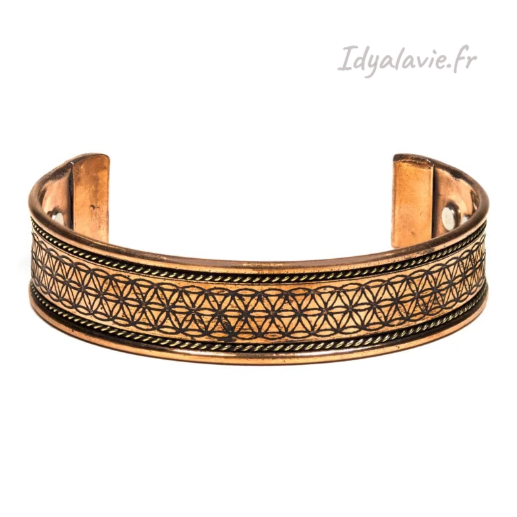 Bracelet magnétique cuivre Fleur de Vie