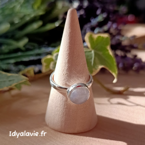 Bague argent cabochon rond Calcédoine