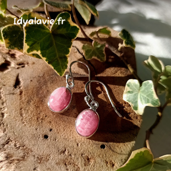 Boucles d'oreilles Rhodochrosite argent 925