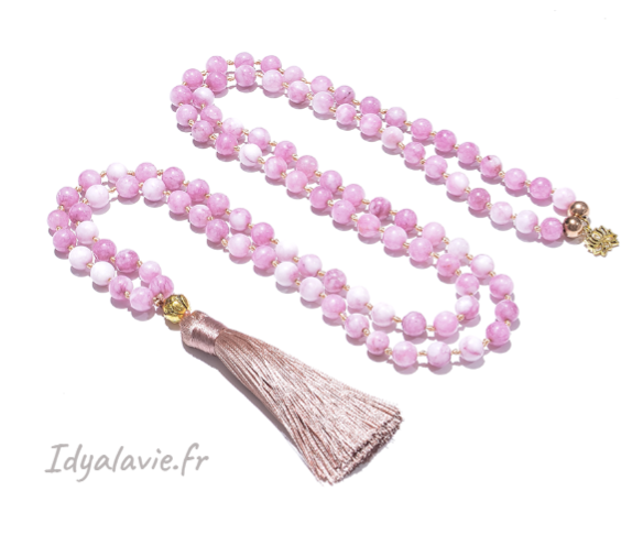 Mala en pierres de Kunzite